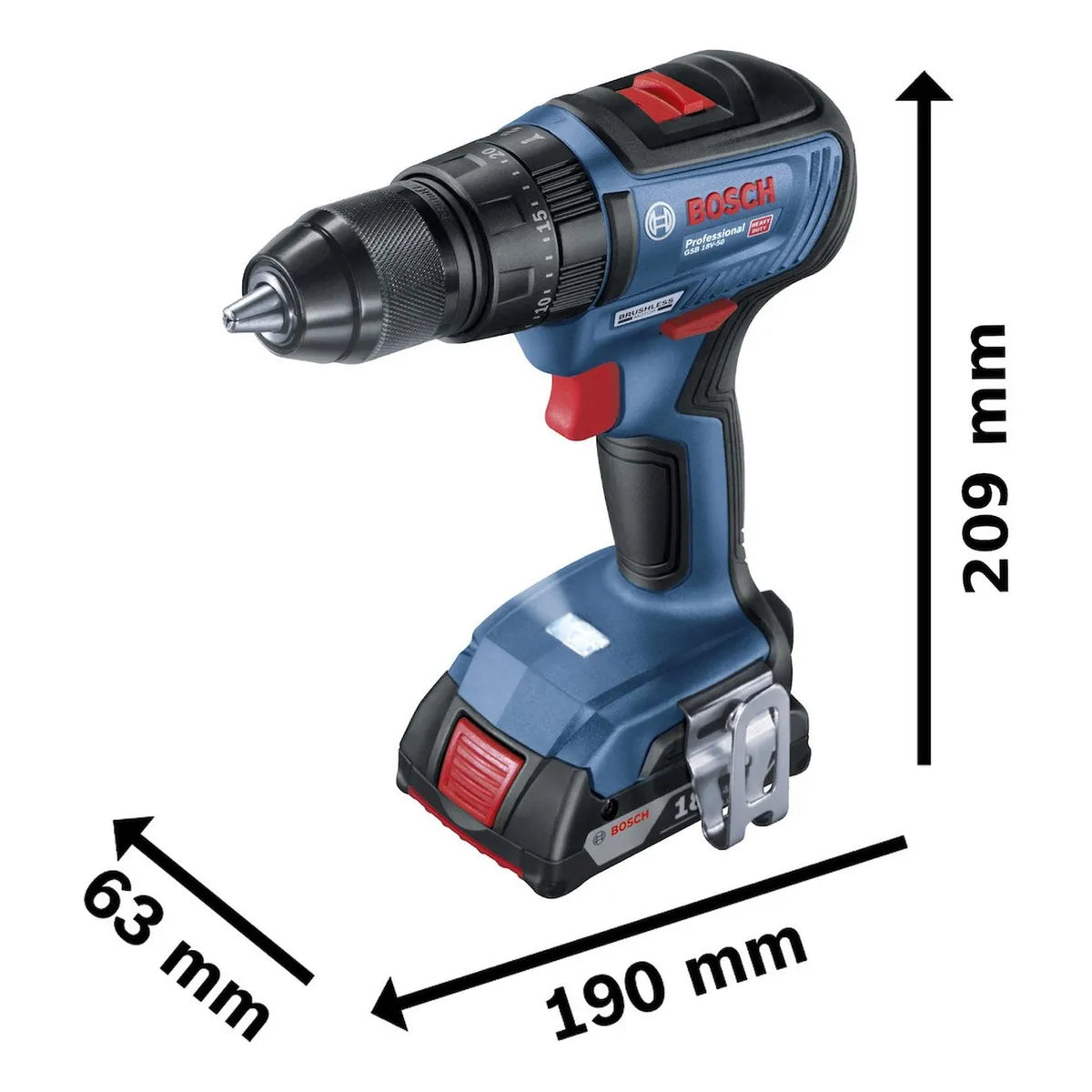 Taladro Percutor Bosch GSB 18v-50 Brushless Maleta