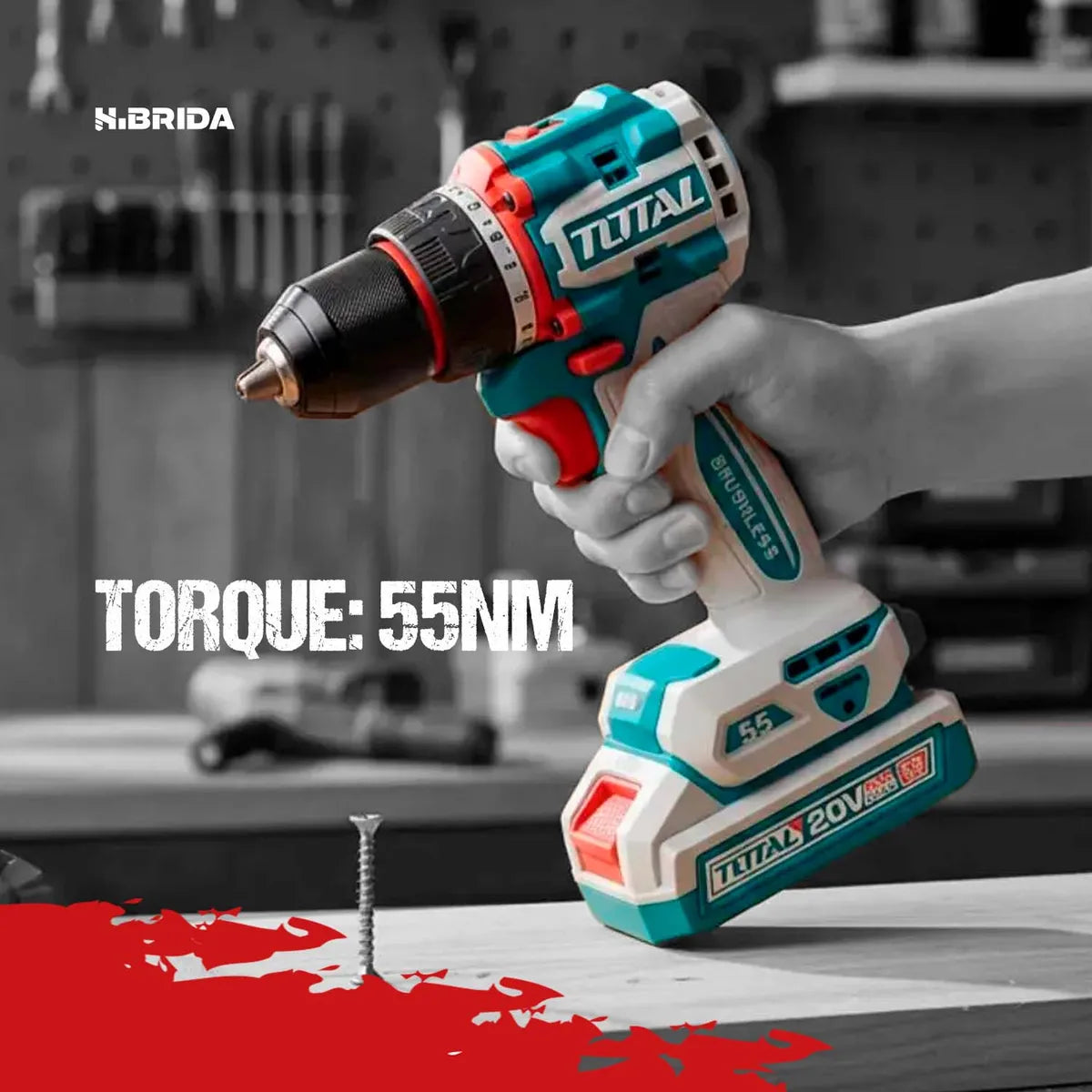 Taladro Atornillador 55nm 1BateriaCargadorTotal
